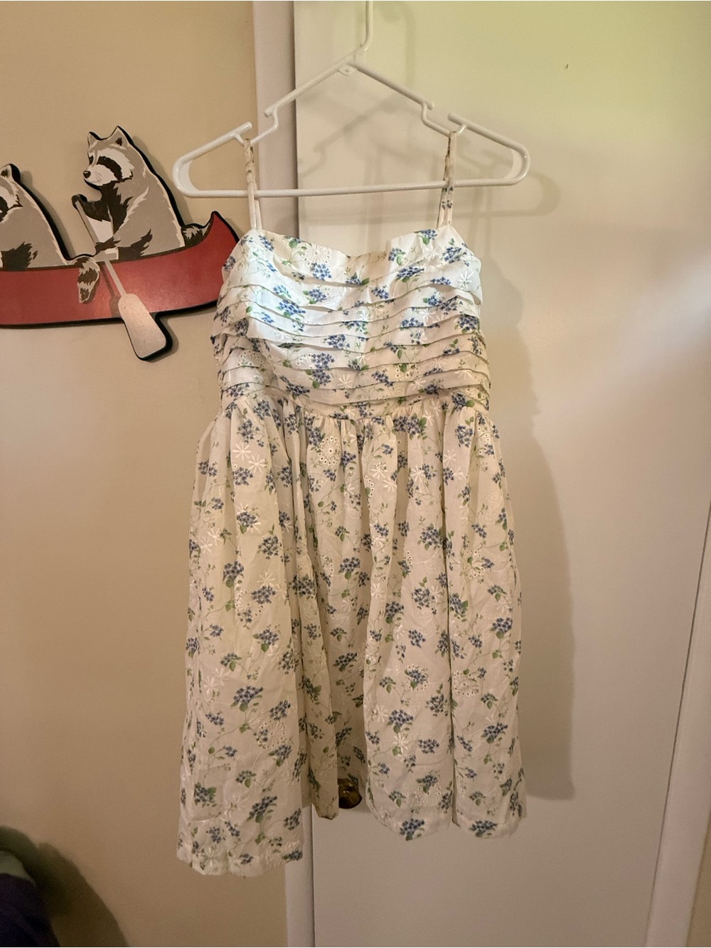 White Floral Spaghetti Strap Sundress